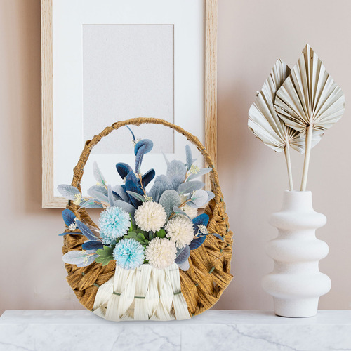 Cesta De Flores Portátil De Vime De Imitação De Decoração Po