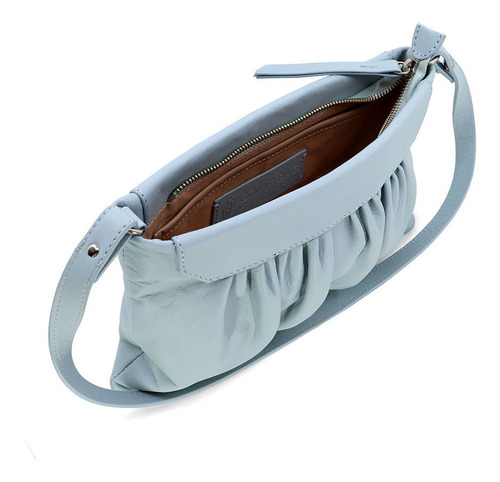 Bolsa Clutch Couro Azul Alça Removível