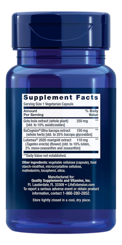 Nootrópico Quick Brain Life Extension 30 Caps Sabor Sem Sabor