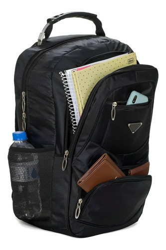 Mochilas escolares para hombre, viaje reforzadas, bolsillo lateral, color: negro