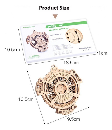 Calendario Perpetuo Puzzle Mecánico De Madera Diy