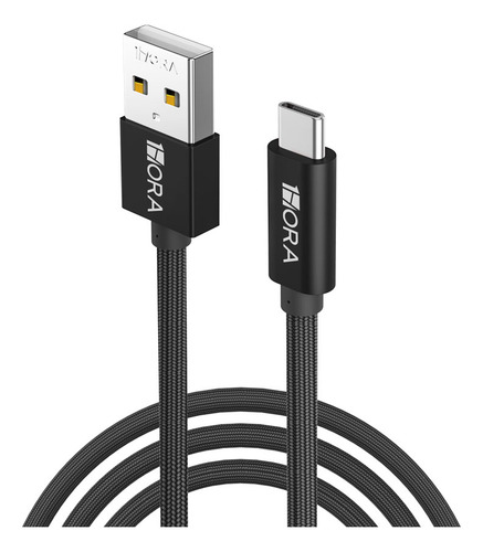 Cable de carga de datos USB 2.0 A/c 2.4 A de 1 hora, color negro