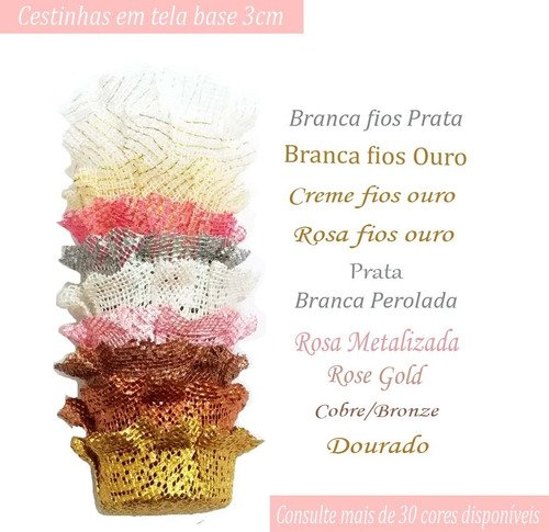 Forminhas Doces 50un 4 Pétalas 3,5cm E 50un Cestinhas 3cm