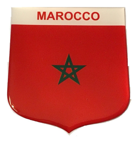 Adesivo Resinado Em Escudo Da Bandeira Do Marrocos