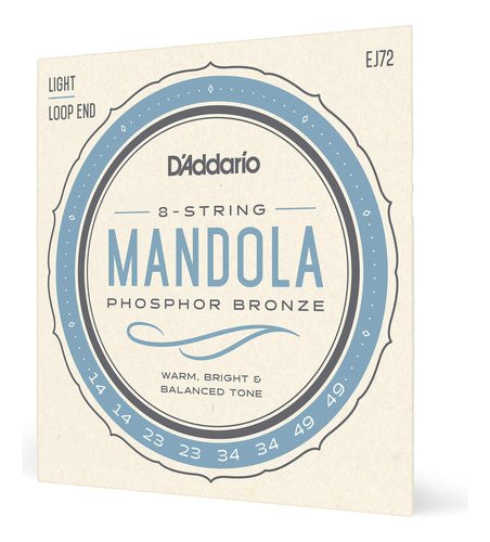 D'addario Ej72 Cuerdas Mandola De Bronce Fosforo, Luz, 14-49