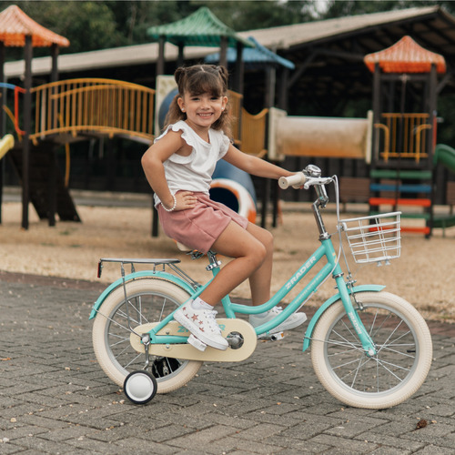 Bicicleta Infantil Feminina Clássica Retrô Aro 16 C/rodinhas Azul 16