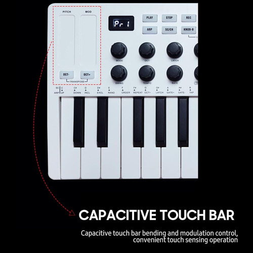 Teclado Usb Portátil Com Controle Midi De 25 Teclas