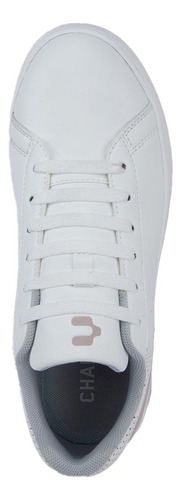 Tenis Casual Urbano Clasico Charly 8002 Blanco Rosa Mujer