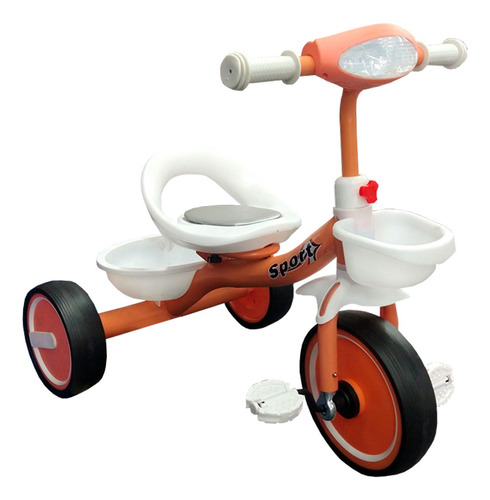 Triciclo Infantil Para Niños Lee 908a Bicolor Luz Y Sonido Color Naranja