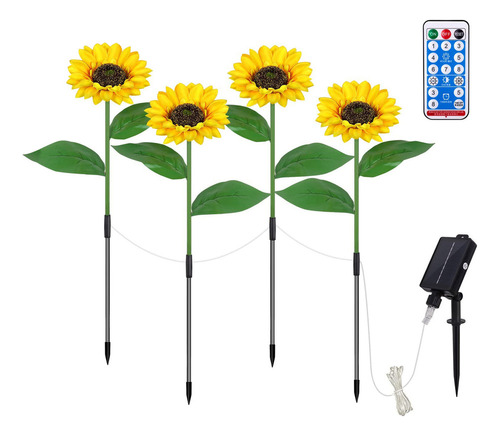 Luz De Suelo Solar De 8 Led Con Forma De Girasol Para Exteri