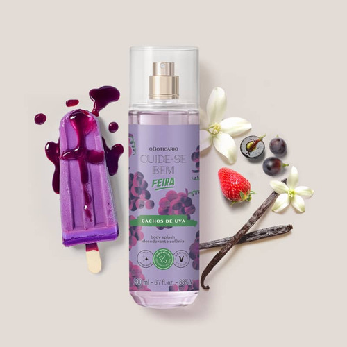 Body Splash Desodorante Colônia Cuide-se Bem Feira Cachos De Uva 200ml