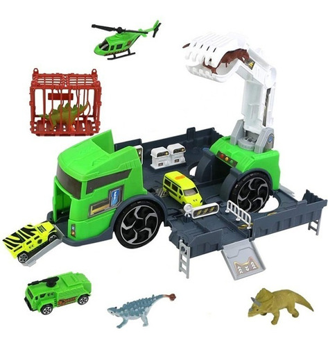 Camion Transporte Captura+dinosaurios+carro+helicoptero Gran