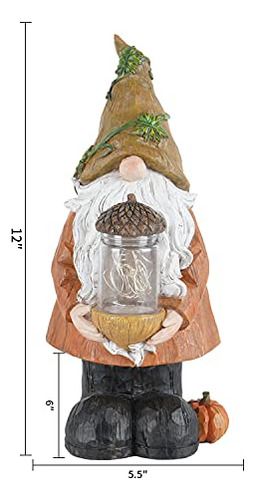 Estatua De Gnomo De Jardín Con Cono De Pino