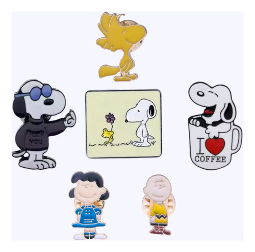 Pin Snoopy, Woodstock / Emilio, Charlie, Lucy. Metálico 1 Pz