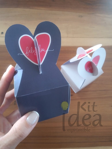 Kit Imprimible Caja Corazón San Valentín Día De Enamorados