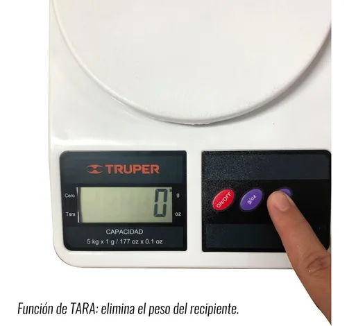 Báscula capacidad 5 kg digital para cocina, Truper, Básculas