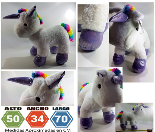 Peluche Unicornio 70 Cm Muñeco Calidad Anti Acaros Nena Ro