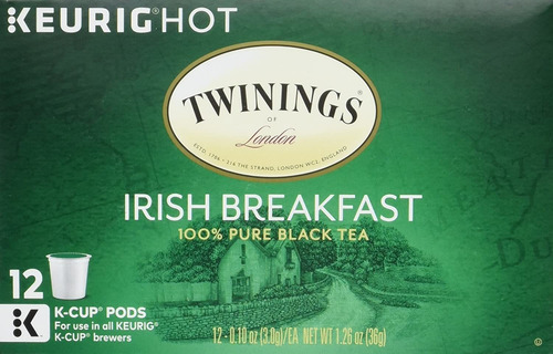 Twinings Tea Desayuno Irlandés Keurig K-cups, 12 Count