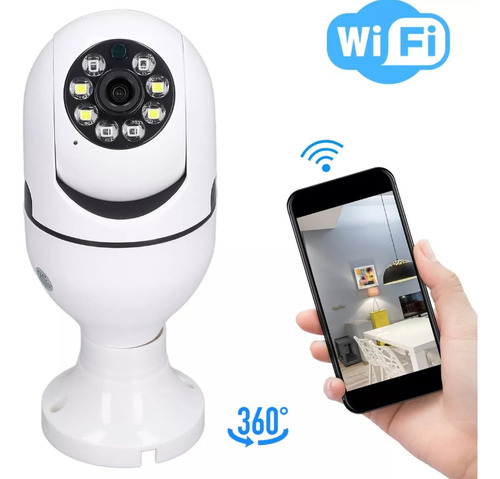 Camara Seguridad Ip Domo Con Wifi Y Parlante Vision Nocturna Color Blanco Domo E27 Blanco