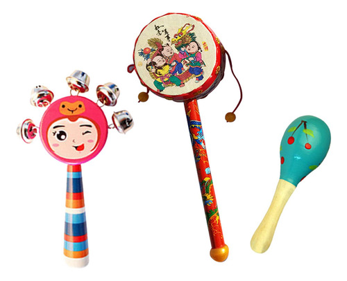 Juego De Percusión Premium Para Juguetes De Madera De 3 Piez