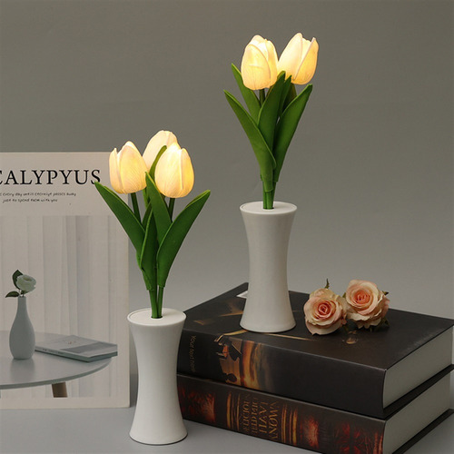 Luz Nocturna Decorativa De Tulipán De Flores Artificiales