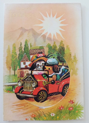 Tarjeta Antigua Retro Vintage Cumpleaños Saludo Colección 3d