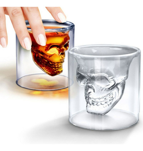 Vaso Calavera Whisky 13cm Grande Vidrio Doble