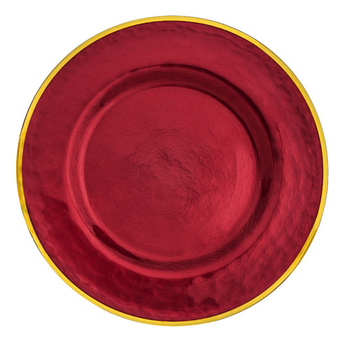 Set 6 Bajo Plato Base Gala Vidrio Redondo Color Rojo