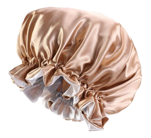 Gorro De Seda Satinado Con Banda Elástica Reversible Caqui