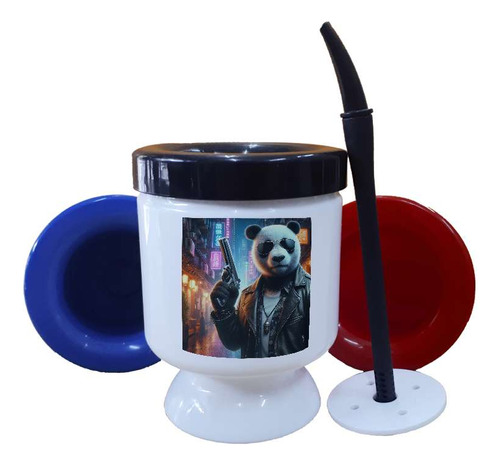 Mate Plastico Panda Con Un Arma Mafioso Espectacular