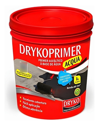 Kit Manta Asfáltica Aluminizada 45cm 10m + Primer 2lts Dryko Cor Prateado