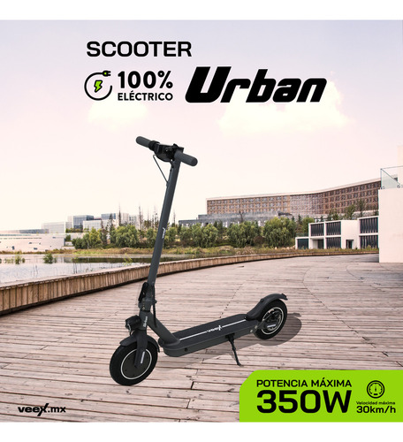 Scooter Patín Eléctrico Urban 350w 10ah Gris Oxford