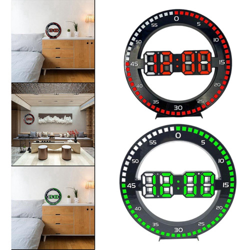 2pcs Led Reloj De Pared Digital Reloj Electrónico Redondo