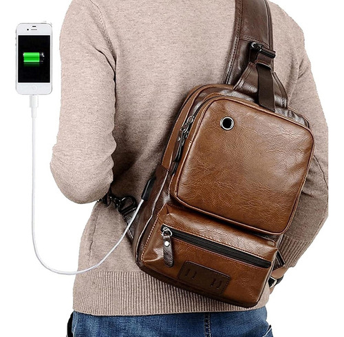Sjx Bolsos De Moda Bandolera De Cuero De Los Hombres