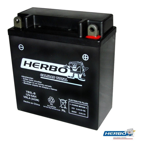Bateria Moto Herbo Yb5l-b Smash Biz Bit Futura Zb Plan Fas
