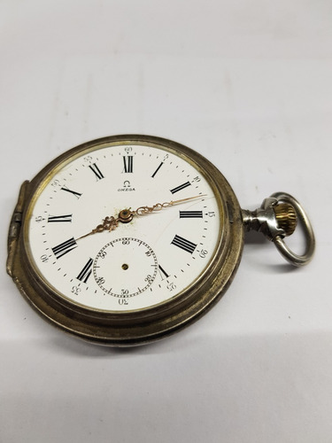 Reloj De Bolsillo Omega De Plata Tres Tapas-