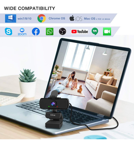 Webcam Fifine K420 2k 1440p C/ Tripe E Microfone Embutido Preto