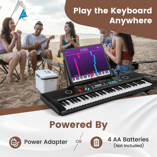 Teclado Eléctrico De 61 Teclas Con Micrófono Y Soporte Color