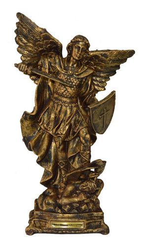 Os Três Arcanjos 34 Cm Ouro Velho 3 Un De Borracha Cor Ouro Envelhecido