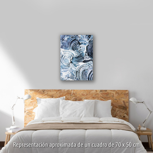 Cuadro Arte Abstracto 70x50cm Impreso En Lienzo Canvas Azul Y Blanco