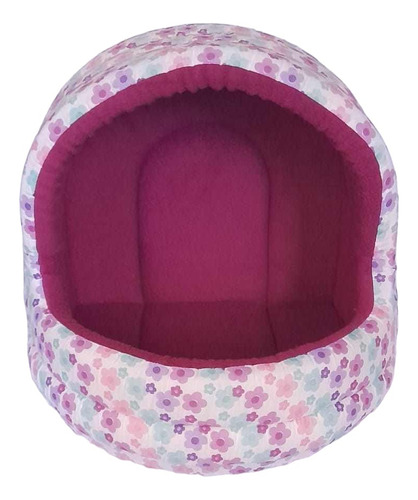 Cama Tipo Cueva Para Mascotas Chica Morada Con Blanco