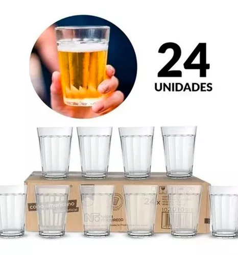 Jogo 24 Copos Americano 190ml + 4 Copos 45ml Shot Dose Nadir