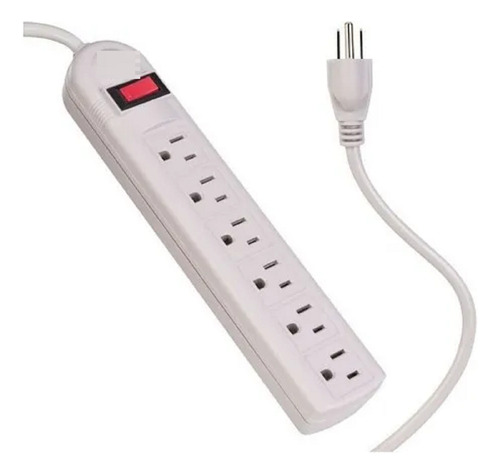 Multicontacto Barra Extension Electrica 6 Contacto On Off Blanco