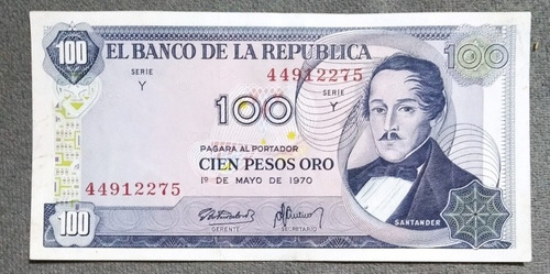 Billete De 100 Pesos Año 1970 Estado 9.