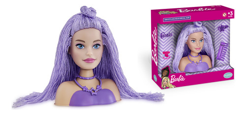 Barbie Mini Styling Head Special Hair Lilás Cabelo De Tricô