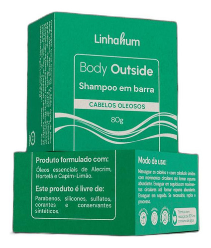 Shampoo Em Barra Cabelos Oleosos 80g - Linhahum