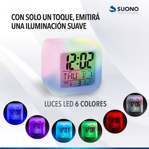 Reloj Despertador Digital Cubo Alarma Temperatura Colores