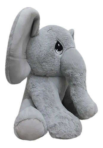 Elefante De Peluche Sentado Suave Bonito Color Gris 29 Cm