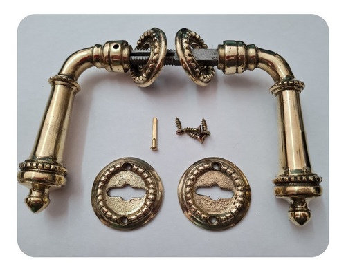 Imagen 1 de 10 de Picaporte Manija Puerta Estilo Antiguo De Bronce Brillante