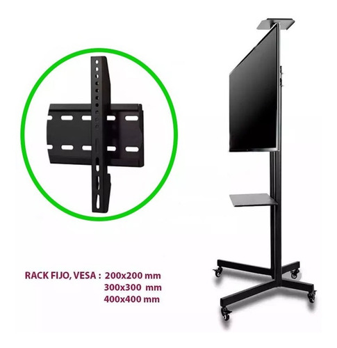 Rack Pedestal Tv 32 A 65 Rodante,lcd Led Soporte Desarmable